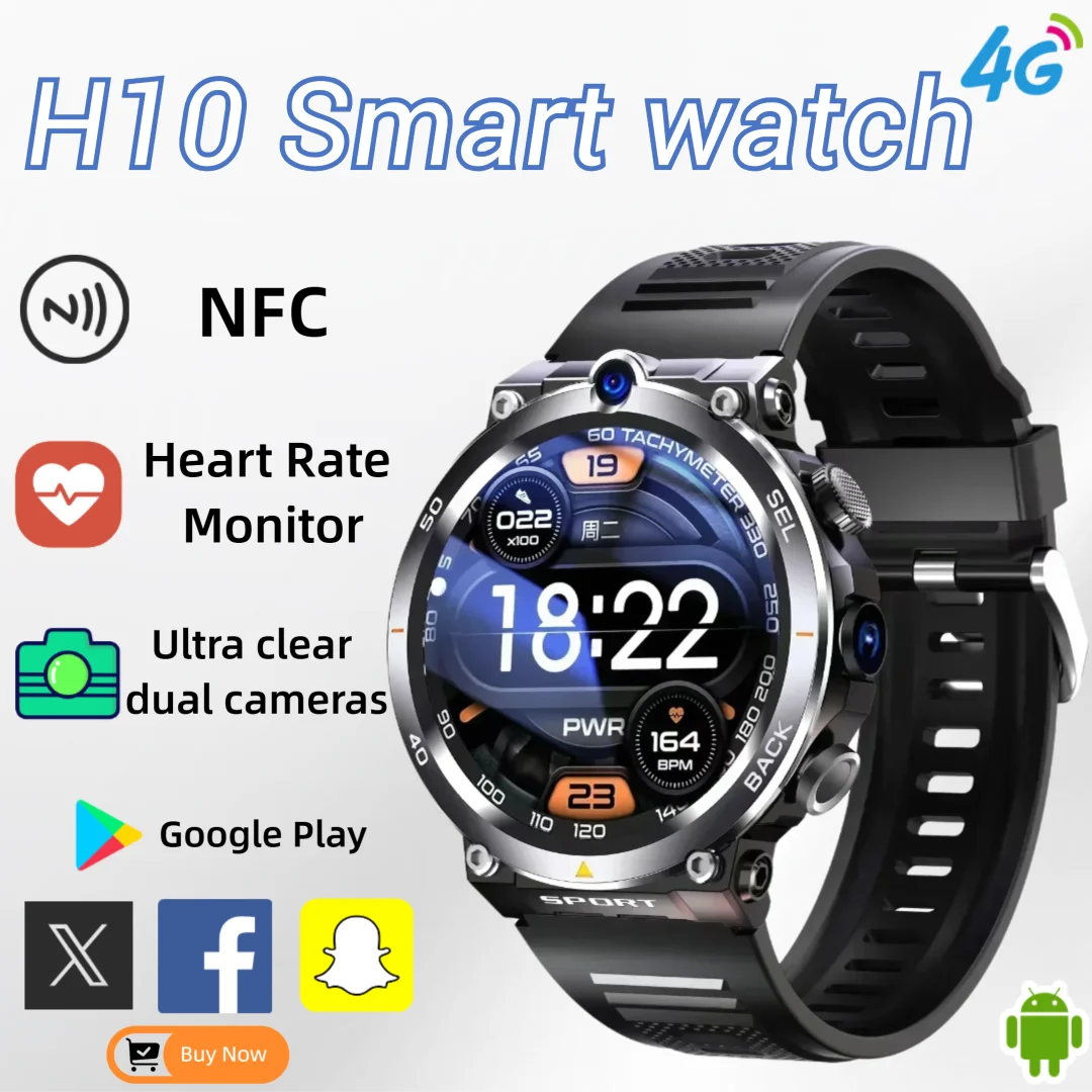 

4G полносетевые видеовызовы мужские и женские умные часы H10, Android iOS, Wi-Fi, GPS, водонепроницаемая память 8 ГБ + 128 ГБ, Bluetooth