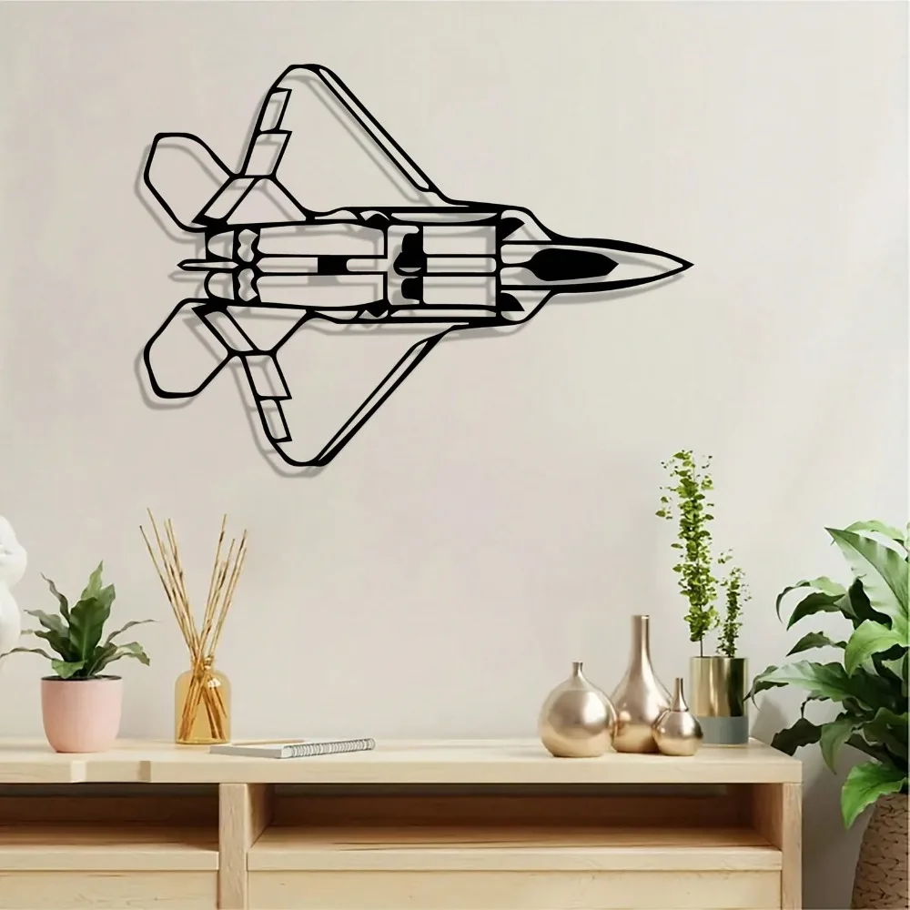 Vintage Powder Coated F-22 Raptor Model - Stylish Fighter Jet Wall Art for Teen's Room, Perfect Aviation Gift