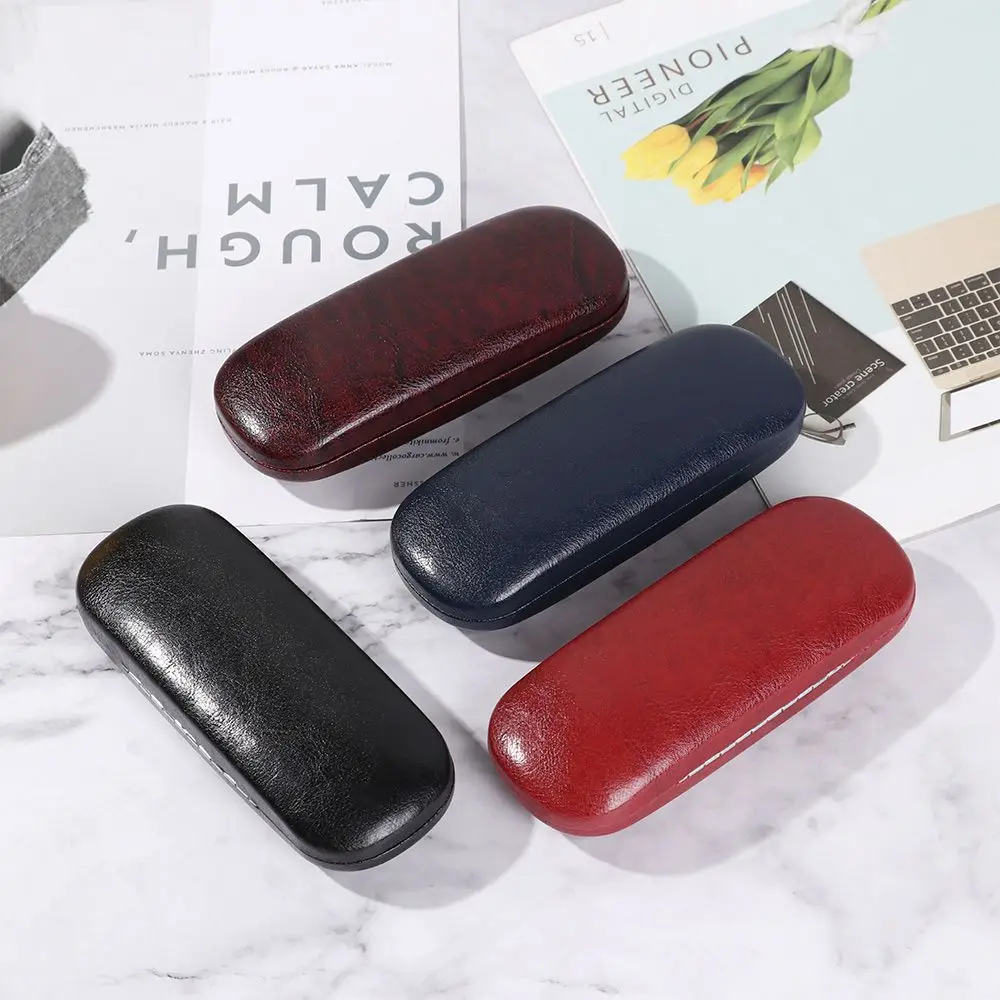 Men  Women Hard Frame Eyeglass Pouch Eyewear Protector Spectacle Case Reading Glasses Box Leather Glasses Case