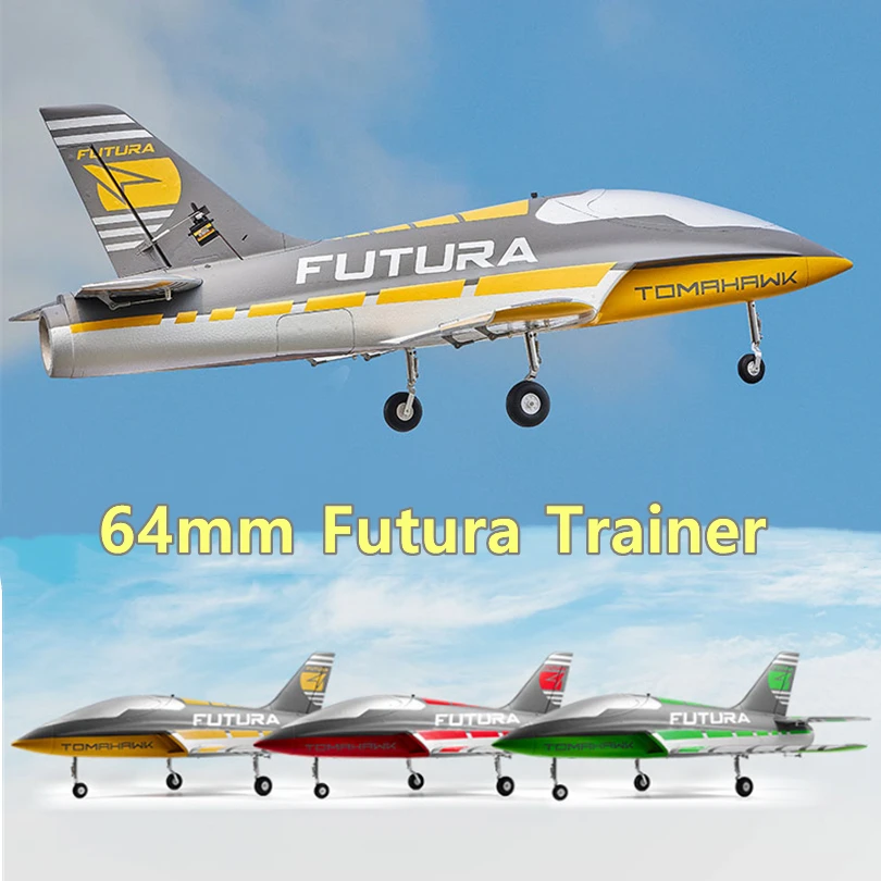 FMSRC RC Airplane 64mm Futura Sport Trainer with Flaps Green Yellow Red Ducted Fan EDF Jet Model Hobby Plane Aircraft Avion PNP