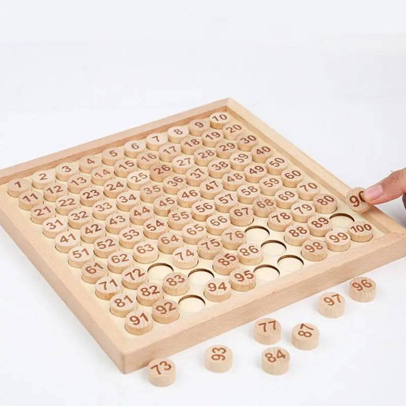 Wooden Math Learning Toy Montessori Hundred Counting Board Game1 To 100 Consecutive Numbers For Kids Early Learning Gift