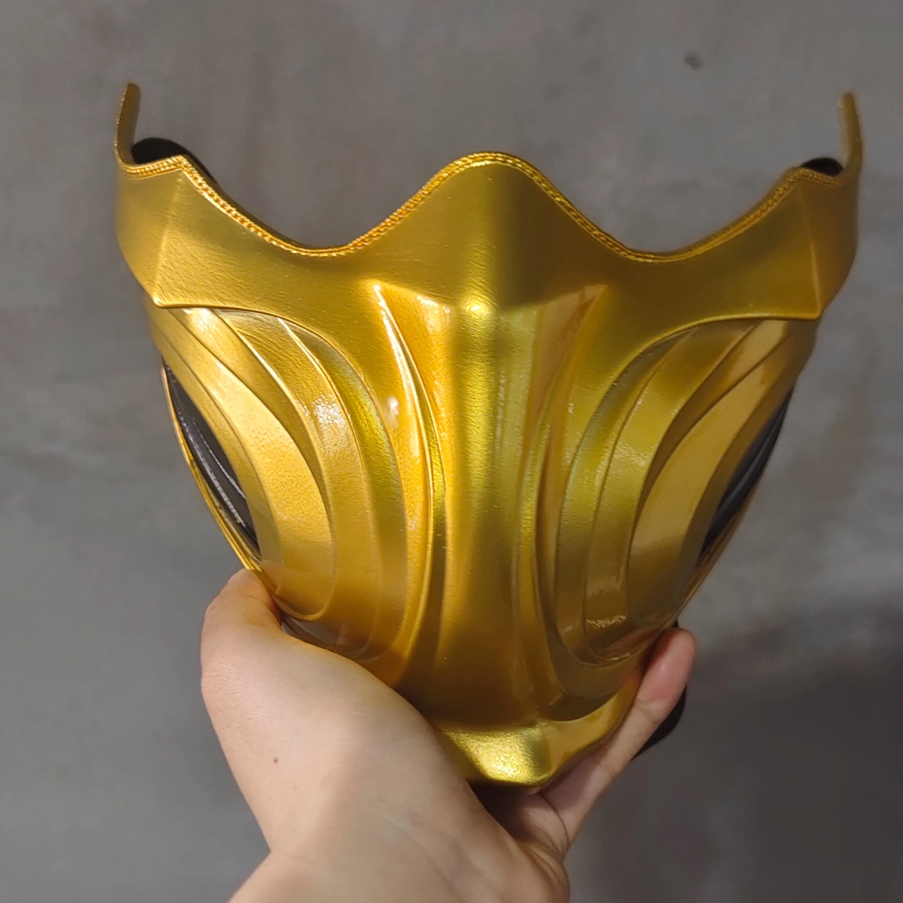 Mortal Kombat Sub-Zero Scorpion Half Face Mask - Golden Ninja Cosplay Mask, Vengeful Spirit Fiberglass Mask Prop for Halloween