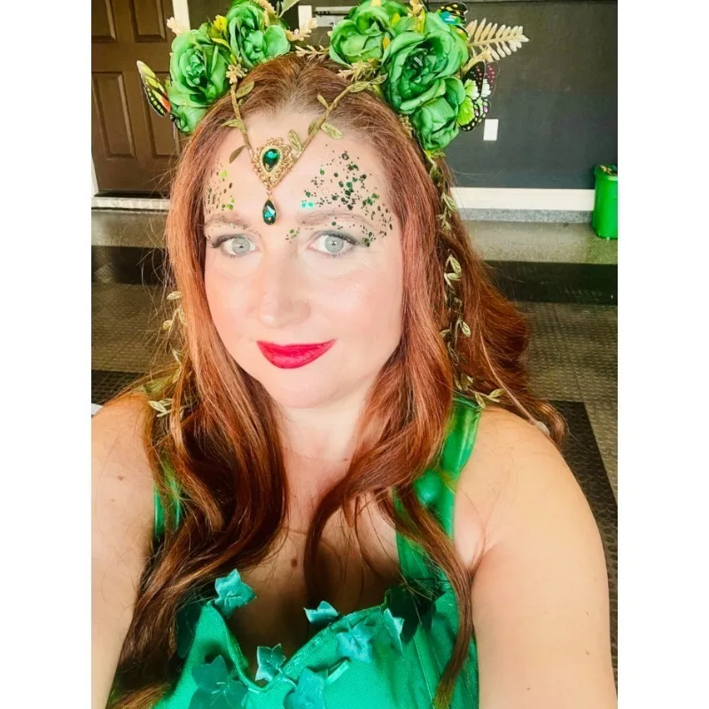 3pcs/Day of the Dead Glowing Flower Headband – Gothic Butterfly Rose Crown with Elf Ears & Fantasy Accessory Set
