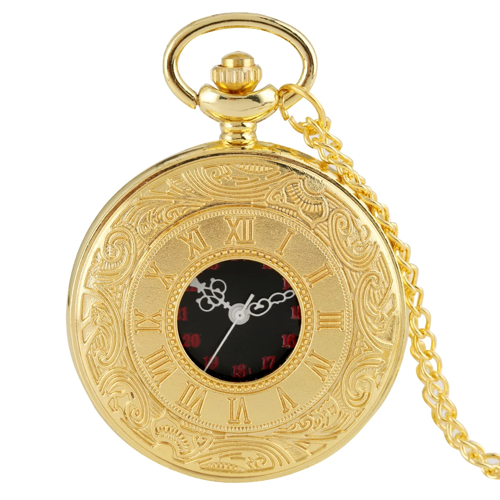 Retro Antique Roman Numeral Display Quartz Pocket Watch Fashion Silver Gold Necklace Pendant Clocks Birthday Gifts for Men Women