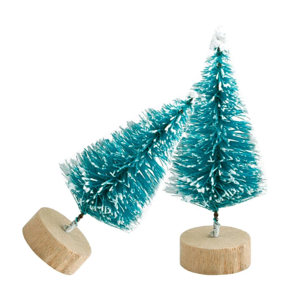 24PCS 4.5cm Sisal Christmas Tree Small Xmas Pine Trees Santa Snow Frost Village Xmas Tree Home Desktop Decoration