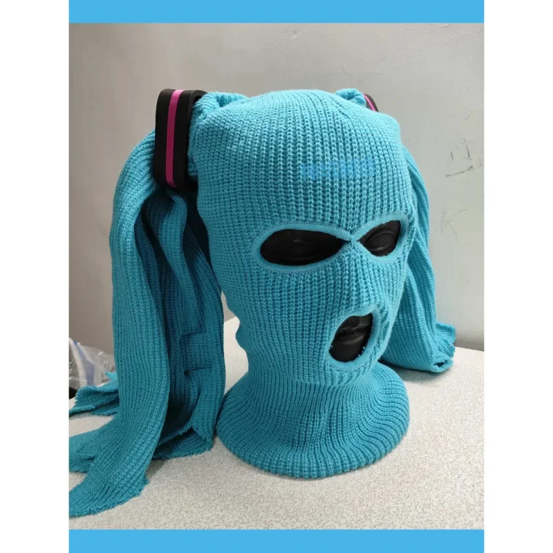 Hatsunes Mikued Colorful Stage Cosplay Full Face Cover Ski Mask Your Green Onions Winter Women Men Cap Party Windproof Bonnet