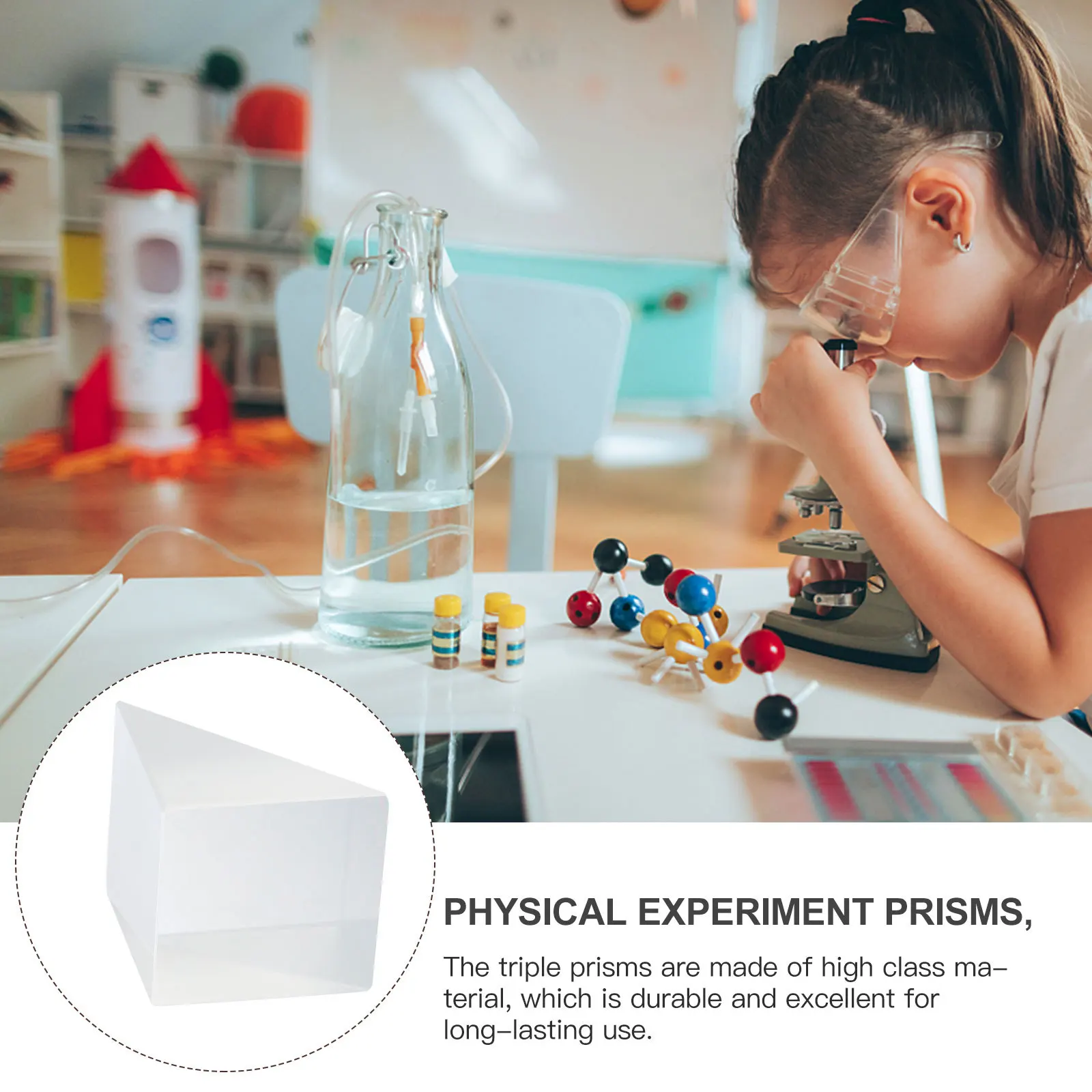 

1Pcs Durable Triple Optical Triangular Prisms Perfect for Physics Experiment Demonstration