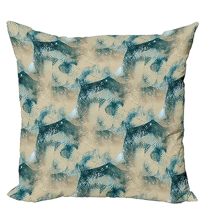 Abstract Throw Pillow Cushion Cover, Modern Detail Brushwork Design, Digital Printing Beige Deep Blue and White  pillow cover