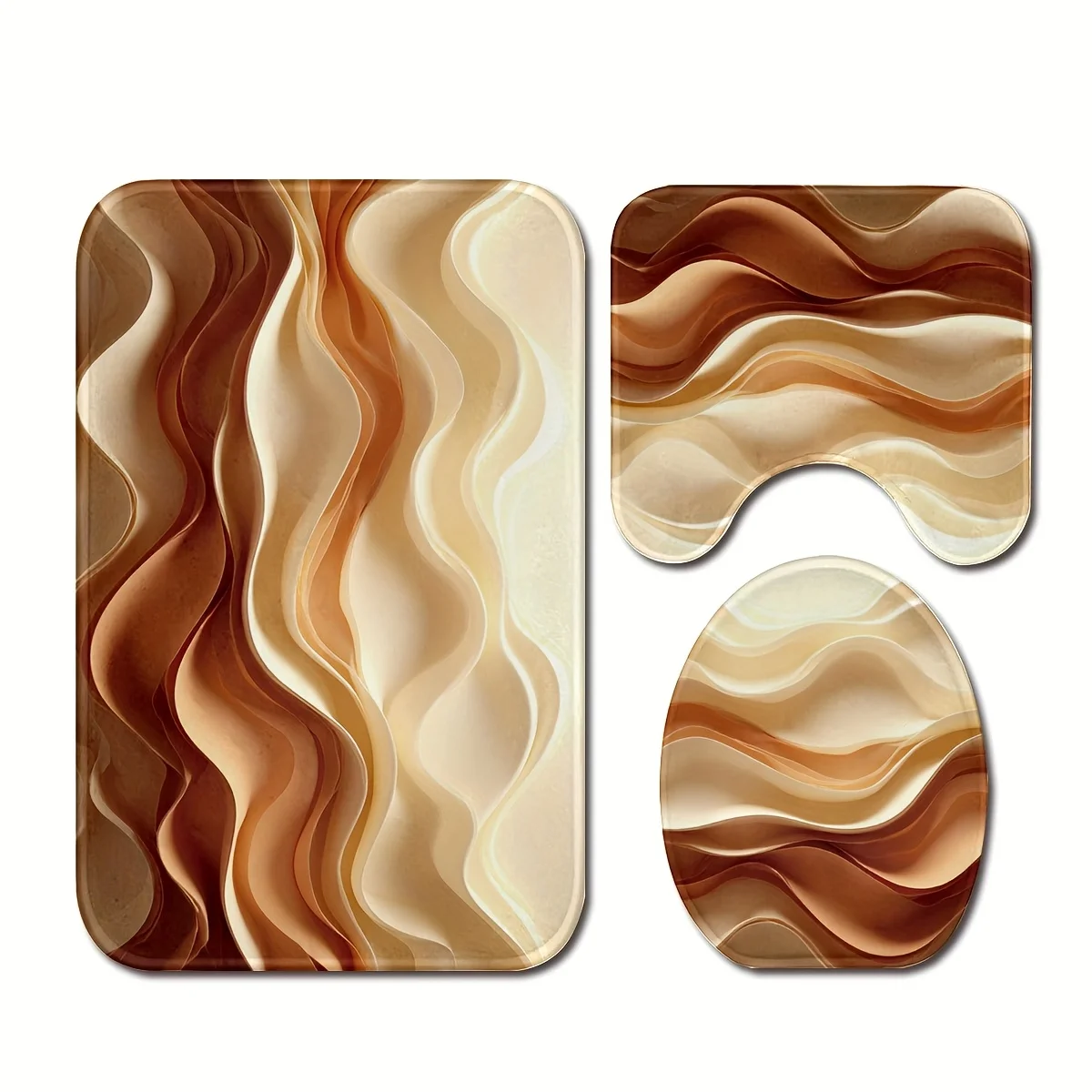 

Набор из 3-х ковриков для ванной с 3D-узором «Мраморные волны», нескользящий, мягкий, впитывающий, с чехлом для унитаза, декор для дома