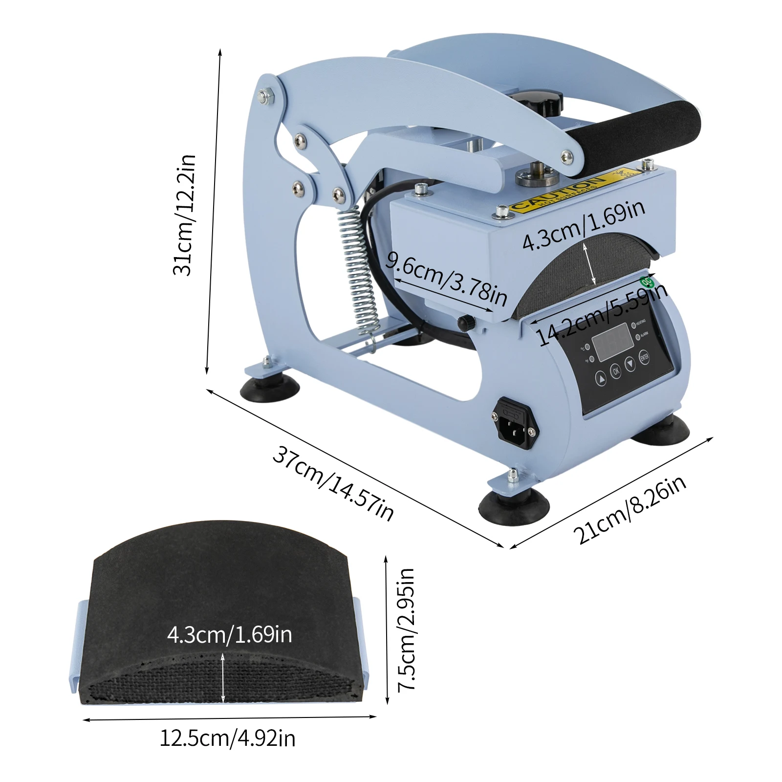 Hat Heat Press with Precise Digital Control, Adjustable Temperature (0-400ºF) and Time (0-999s), Two Hat Pads for Diverse