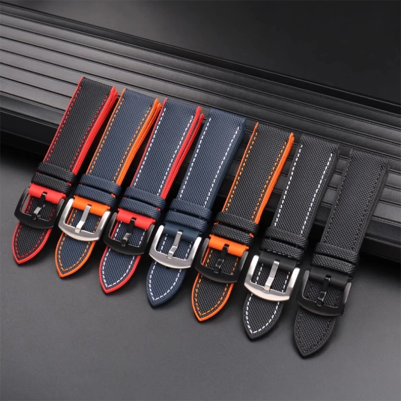 Correa de goma impermeable para reloj de hombre, pulsera de 19mm, 20mm, 21mm, 22mm, 23mm, 24mm, Azul, Naranja, verde, amarillo