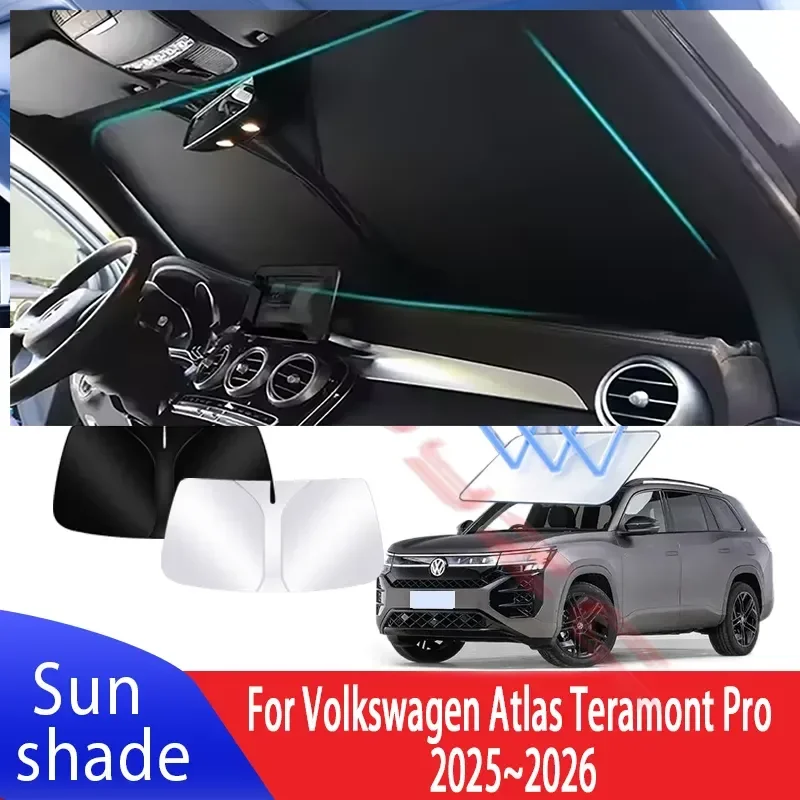 Car Sun Visor For VW Volkswagen Atlas Teramont Pro 2025~2026 Auto Front Windshield Sunshade Heat Insulation Summer Accessories