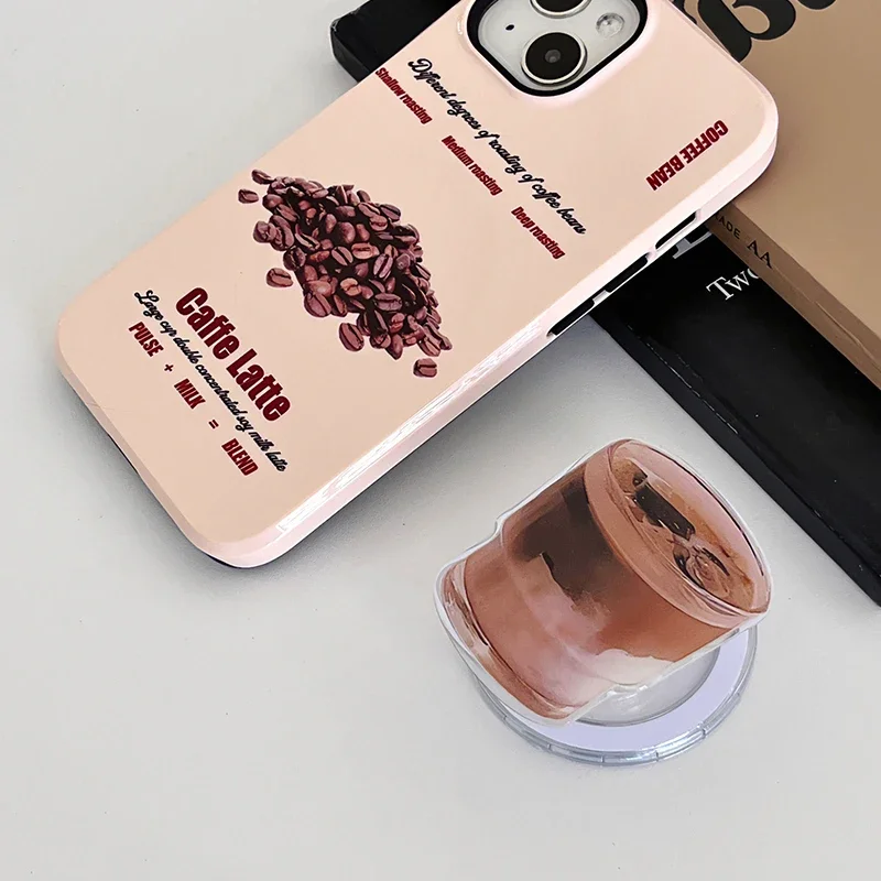 

Korea Cute Cartoon Latte Coffee Magnetic Holder Grip Tok Griptok Phone Stand Holder Support for IPhone for Pad Magsafe Smart Tok