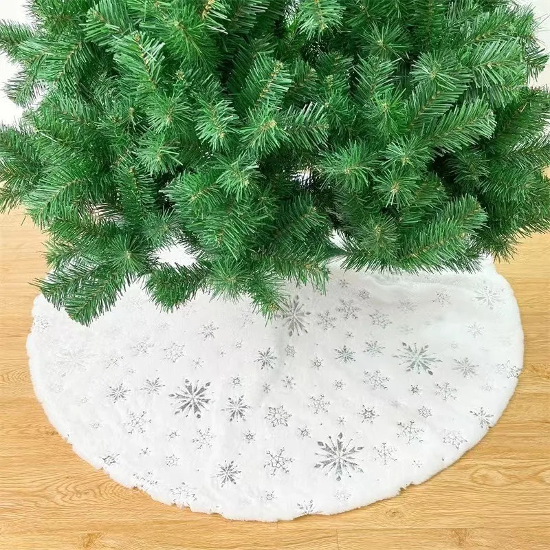 Christmas Tree Group Snowflakes Christmas Tree Skirt Beaded Sparkle 78cm/90cm/120cm Plush Carpet White Decoration New Year ‌Xmas