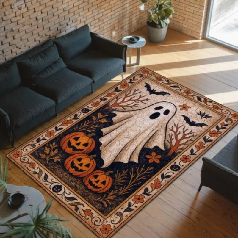 Crânio gótico padrão floral área tapete antiderrapante retângulo tapete para interior ao ar livre jardim pátio artesanal poliéster decorativo