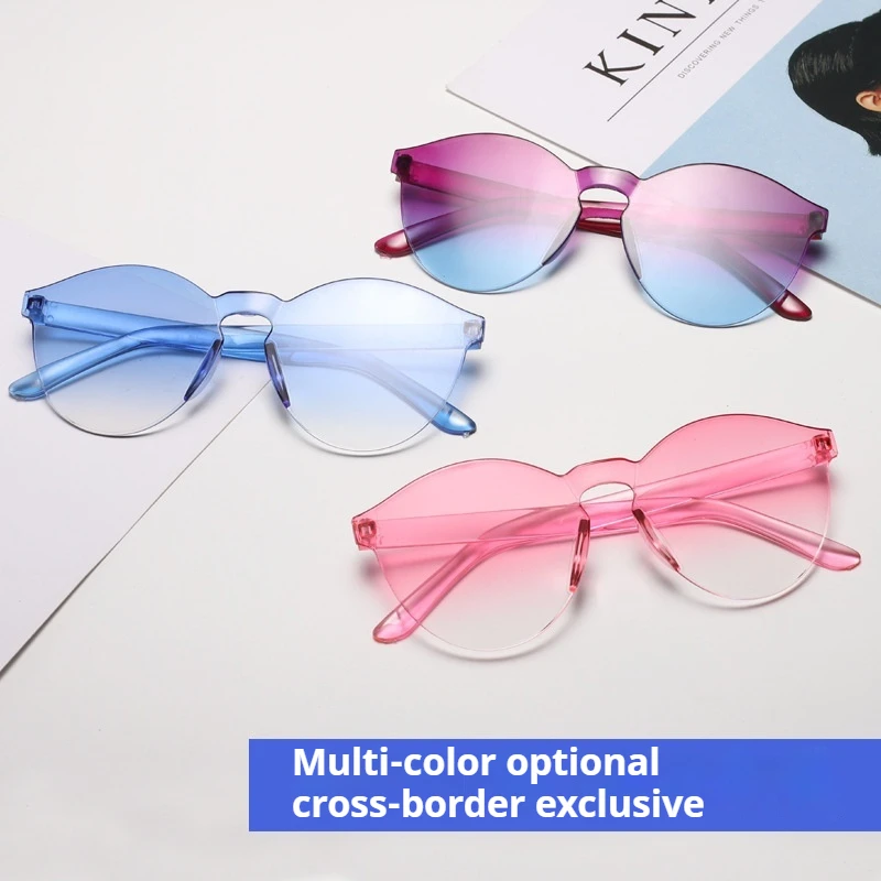 

New Frameless One-Piece Jelly Transparent Sunglasses Candy Sunglasses One Piece Color