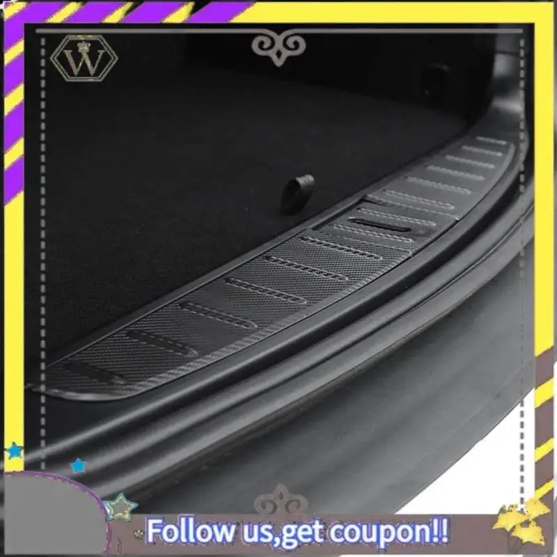 

ABXV-For Tesla Model X 2022 2023 Rear Trunk Sill Bar Protector Cover Modelx Anti-Scratch Guard Carbon Fiber Pattern Parts Access