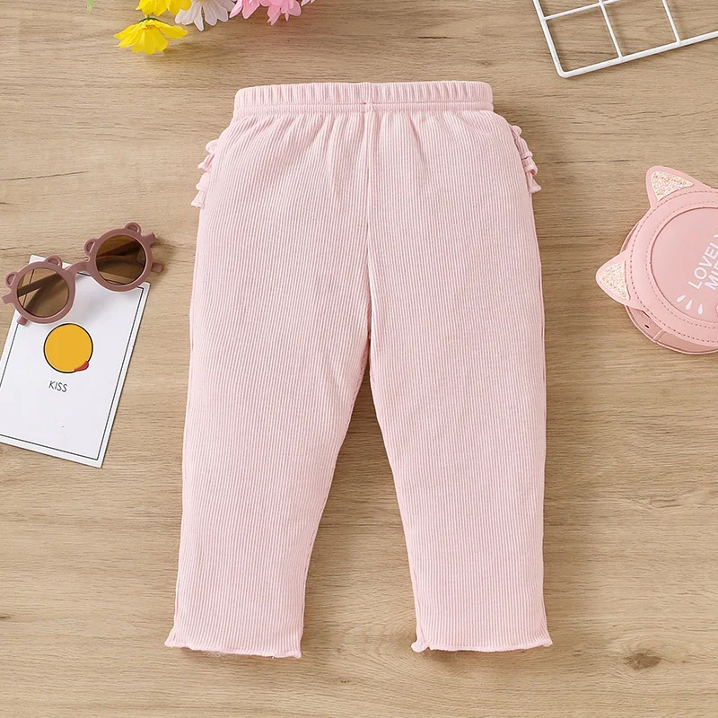 New Children\'s Pants Spring And Fall Girls Pants Baby Pink Lace Pants Cute Baby Pants 0-4y