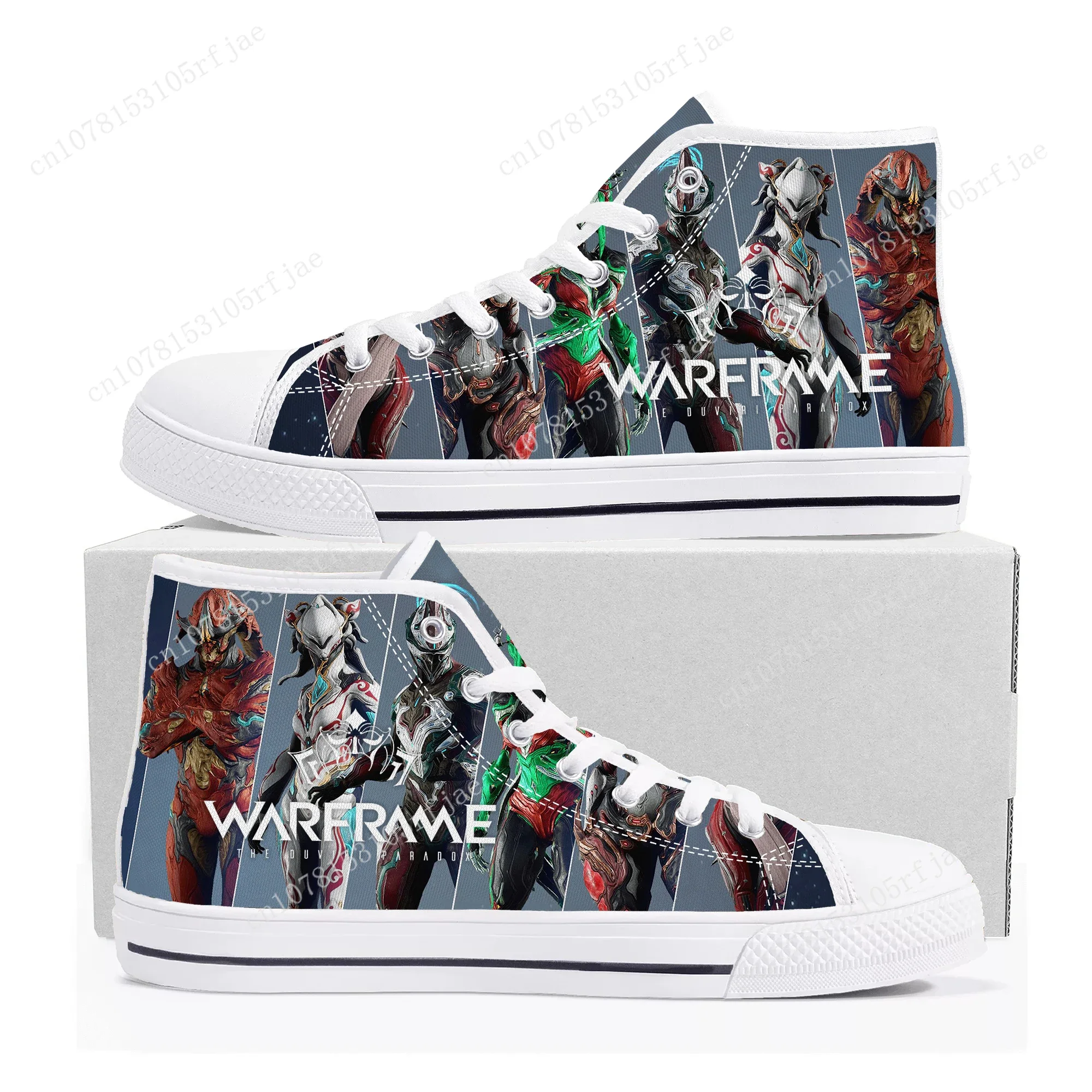 

Hot Cartoon Game Warframe High Top Sneakers Mens Womens Teenager High Quality Canvas Shoes Casual Fashion Tailor Made Sneaker