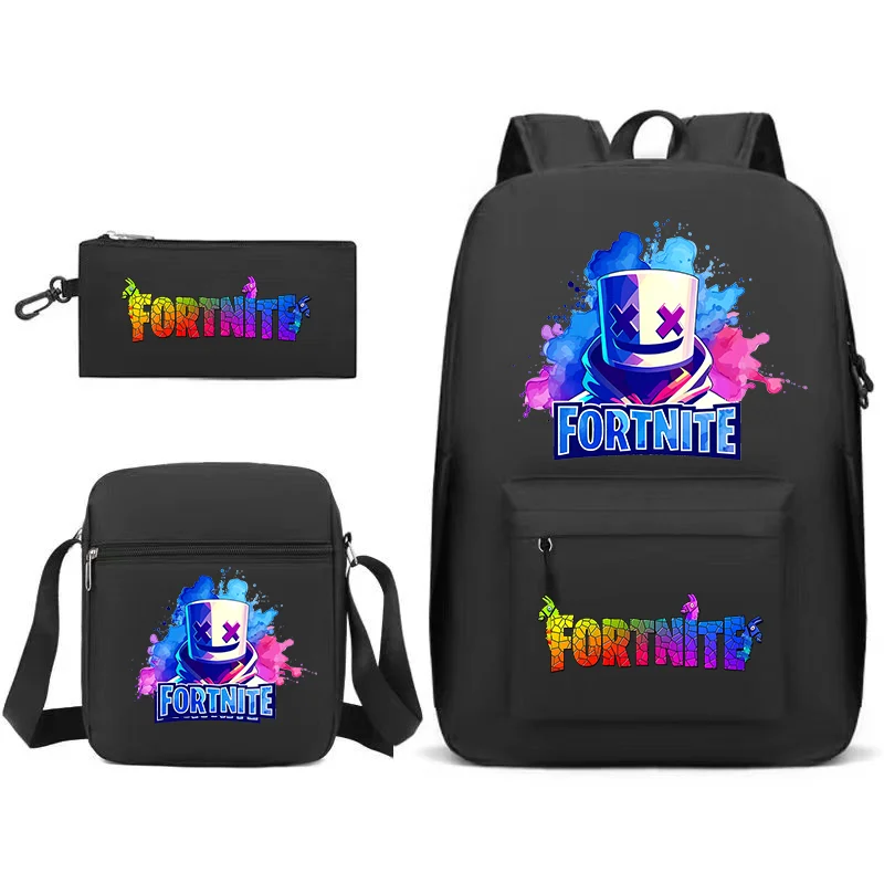 

3Pcs School Backpack Fortnites Kids Rucksack Boy Girl Student Schoolbag Anime Game Knapsack Pencilcase Shoulder Bags Child Gift