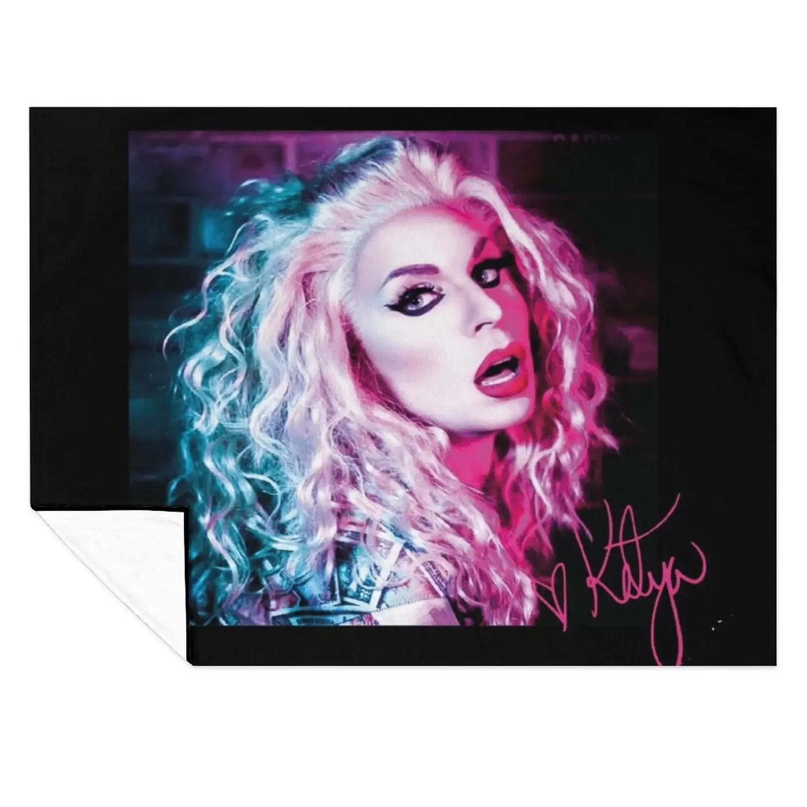 

Katya Zamo || blue & pink + signature Throw Blanket Flannel Fabric Decoratives decorative Softest Blankets