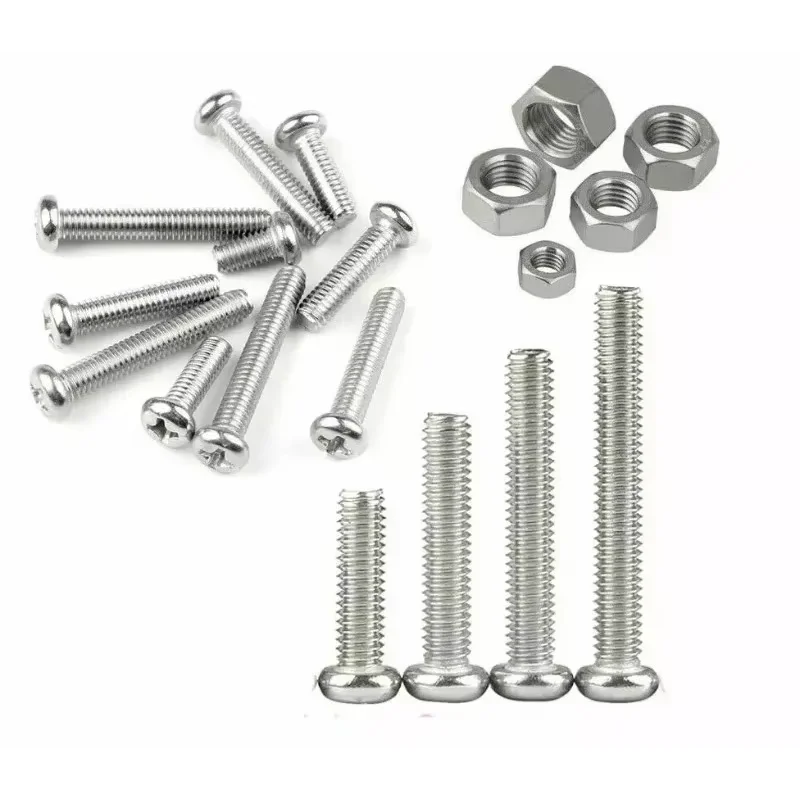 246pcs M3 M4 M5 M6 304 Stainless Steel Screws Nuts Washers and Bolts Assortment Set Kit Box