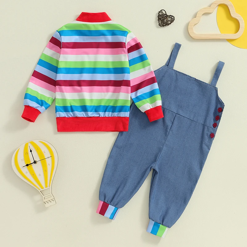 Toddler Baby Boy Girl Halloween Kids Chucky Costume Long Sleeve Striped Shirt Tops Rompers Jumpsuit Pants Cosplay Outfits Set