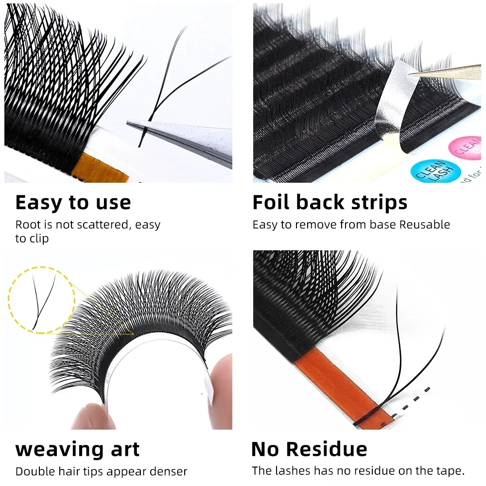 Yelix Y-Wimpernverlängerung, 7–17 mm, weiche brasilianische Zilien und LU-Locken, zwei Spitzen, Volumen-Fan-Wimpernverlängerung, Zubehör, künstliche