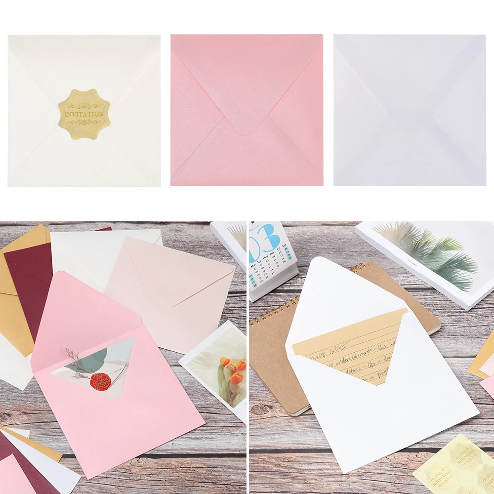 (10 pieces/lot) Greeting Card Name Card Envelope Hot Stamping Love Pearlescent Square Paper Envelopes