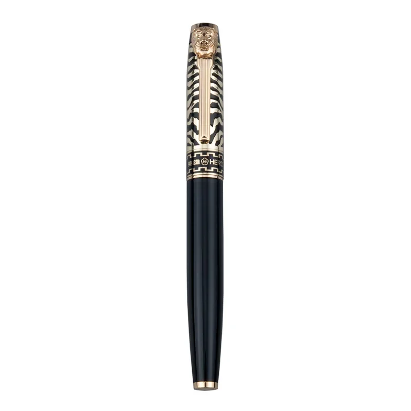 HERO 779 Lion Head Black Fountain Pen Gold Clip Retro Ink Pen Finance Nib Fine 0.5mm Business Office School Supplies Stationery