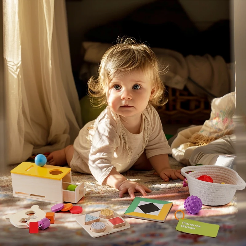 Juguete Montessori de madera para bebé, caja de cajón de Macaron permanente, tambor ocupado, forma de Color, cognición, partido, juguetes sensoriales educativos