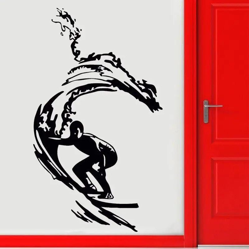 Surfing Surfer Surfboard Surf Beach Wall Sticker Vinyl Home Decor Removable Sport Decal Interior Decoration Mural Wallpaper 3Y34