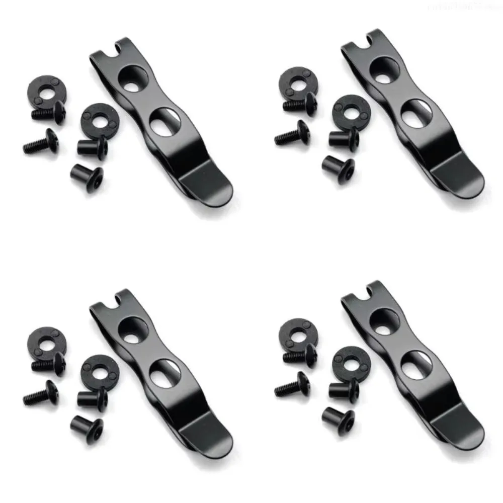 Portable Knife Belt Pocket Clip Hardware Kit, Black Steel Carry Clip for EDC Knife Repair & Upgrade
