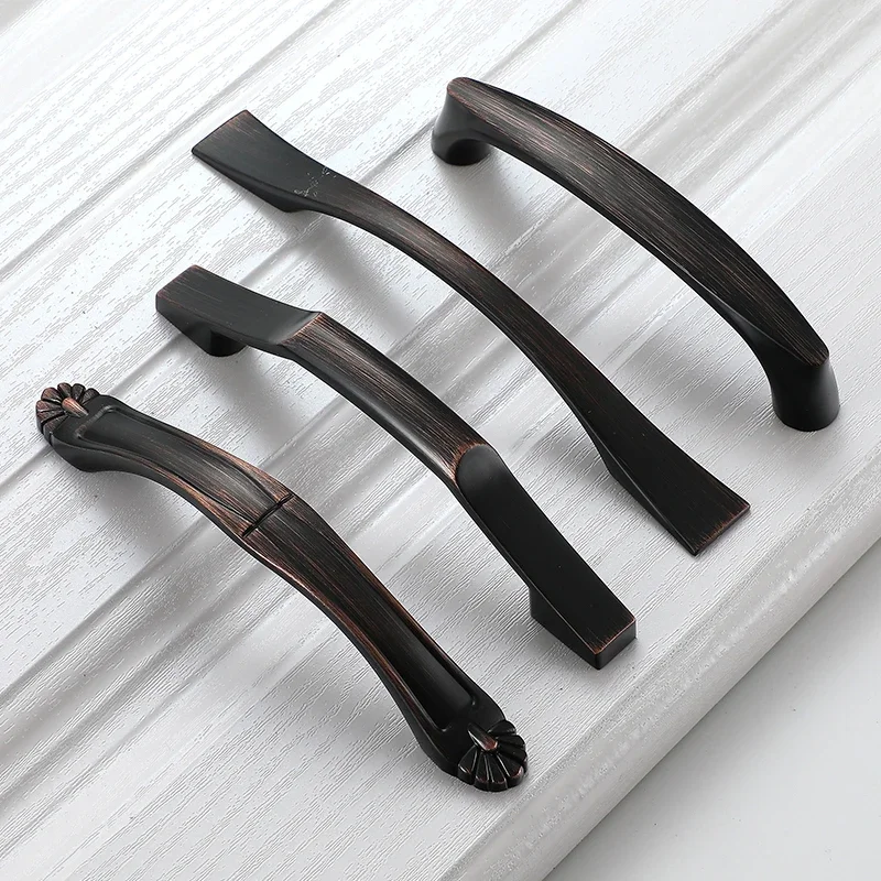 

YM Zinc Black Bronze Cabinet Handles American Style Kitchen Cupboard Door Pulls Furniture Handle Drawer Knobs Hardware 936