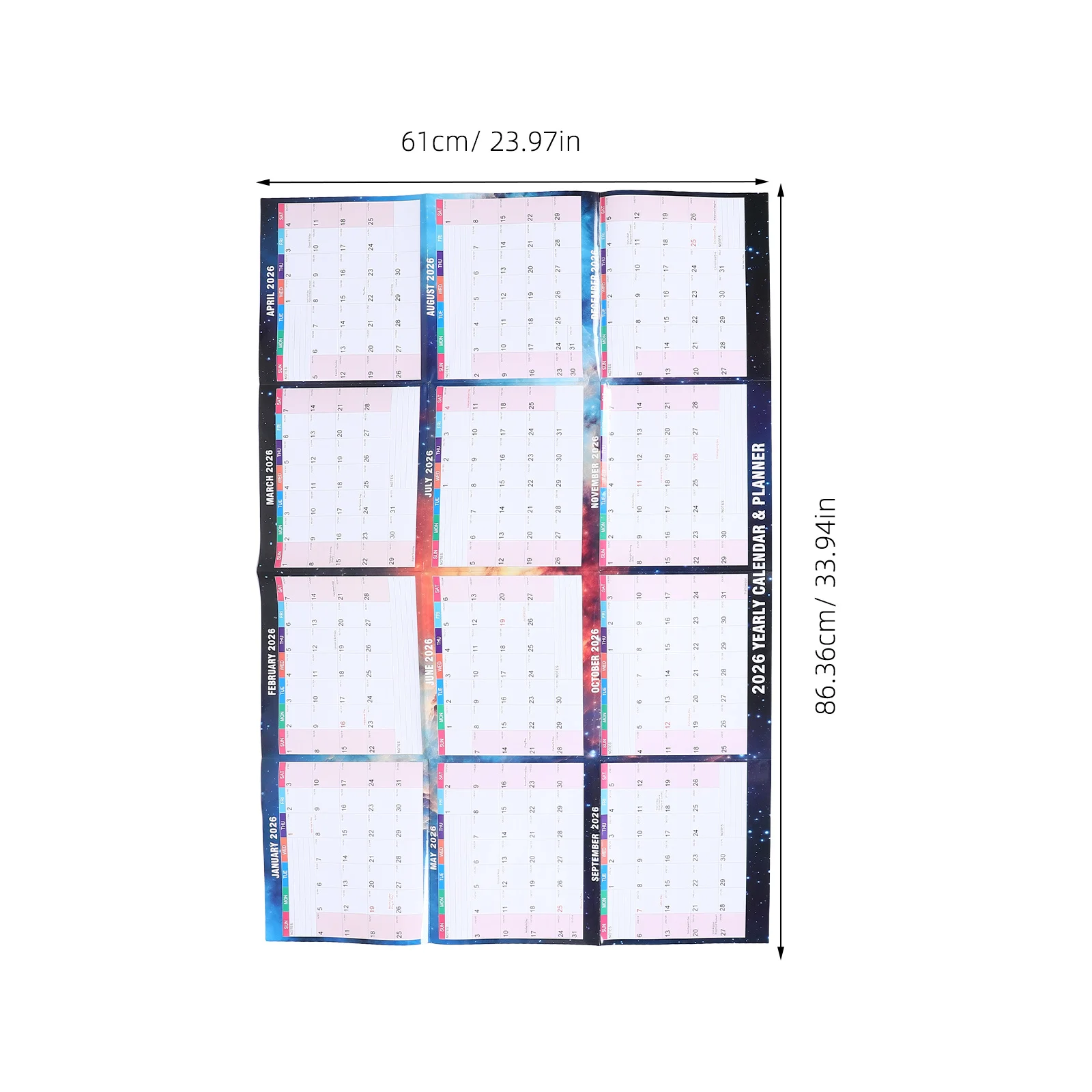 1 مجموعة 2026 كبير الجافة محو جدار التقويم مزدوجة التخطيط الشهري مكتب المنزل الجمالية إدارة الوقت التخطيط التقويم #5