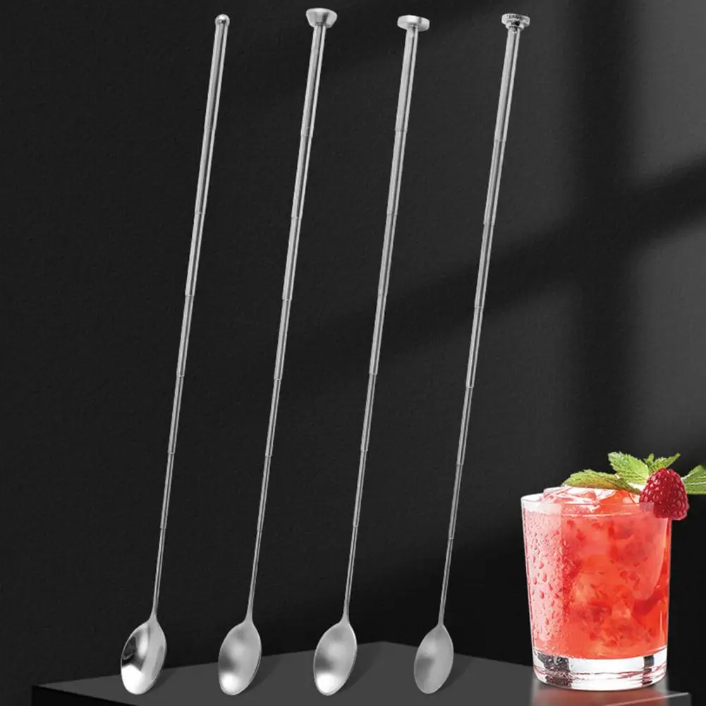 

Retractable Spoon Telescopic Stainless Steel Spoon for Barbecue Desserts Extendable Handle Tableware for Toasting Fruit Portable