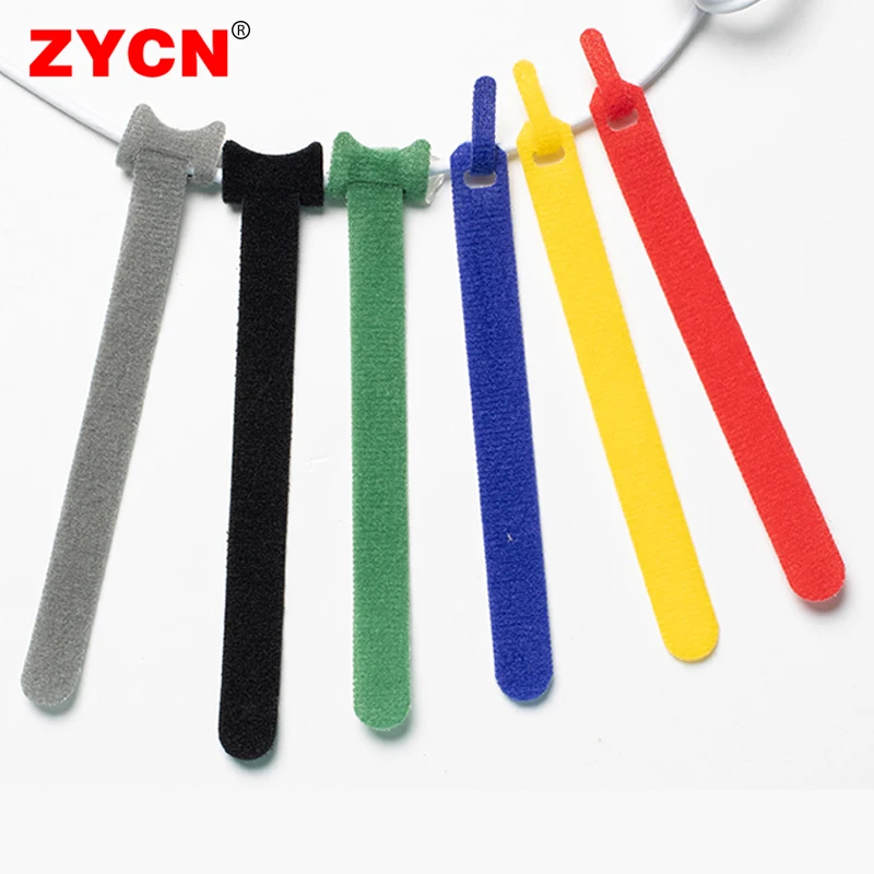 50Pcs Releasable Cable Ties T-Type Plastics Fastening Reusable 12*150/200mm Straps Nylon Wrap Zip Bundle Bandage Hook And Loop