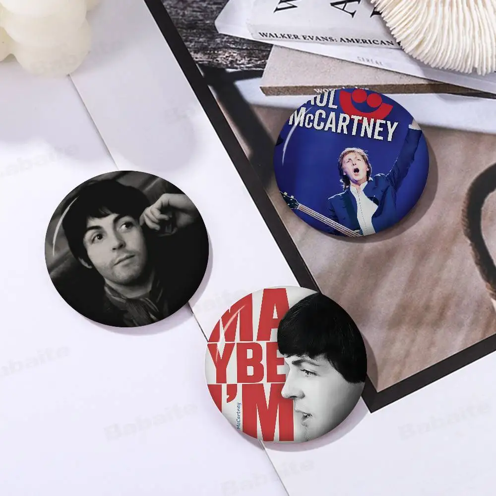 Singer Paul M-McCartney Soft Button Pin Round Metal Badge Lapel Pin Parts Gift Friends Kid Jewelry