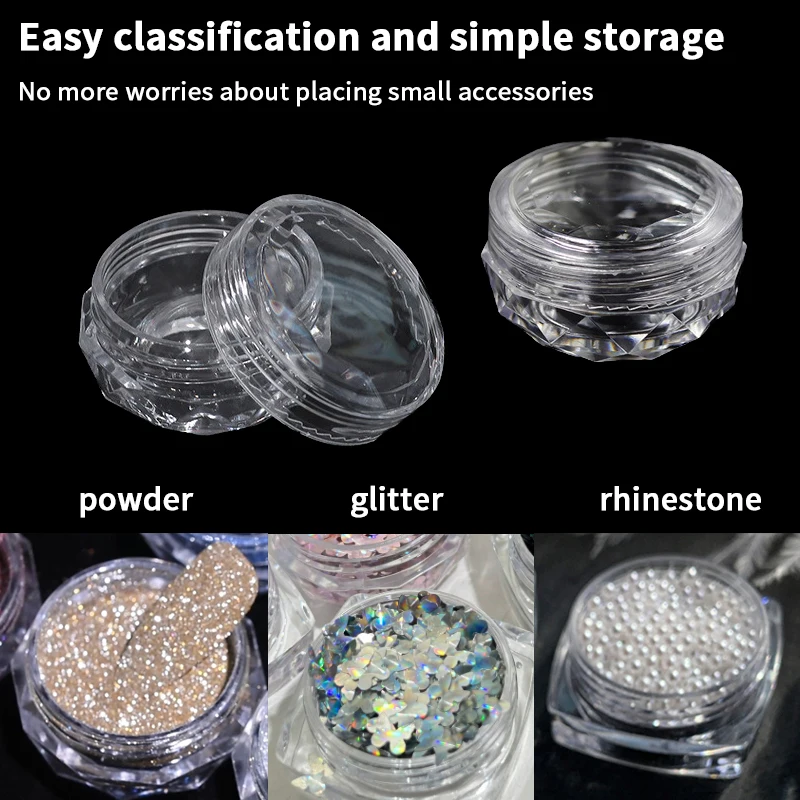 10Pcs Refillable Nail Bottle Empty Nail Glitter Powder Nail Decoration Box Pot Sample Clear Cream Jar Small Clear Can Tin
