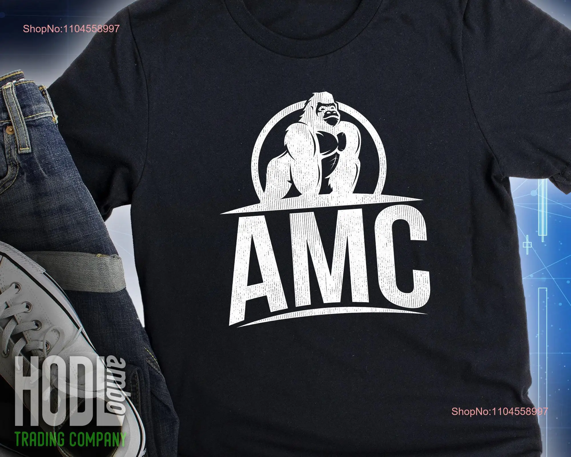 AMC Ape T Shirt MOASS Stonk Short Squeeze Diamond Hands Meme Stock Wall Street Bets long or short sleeves