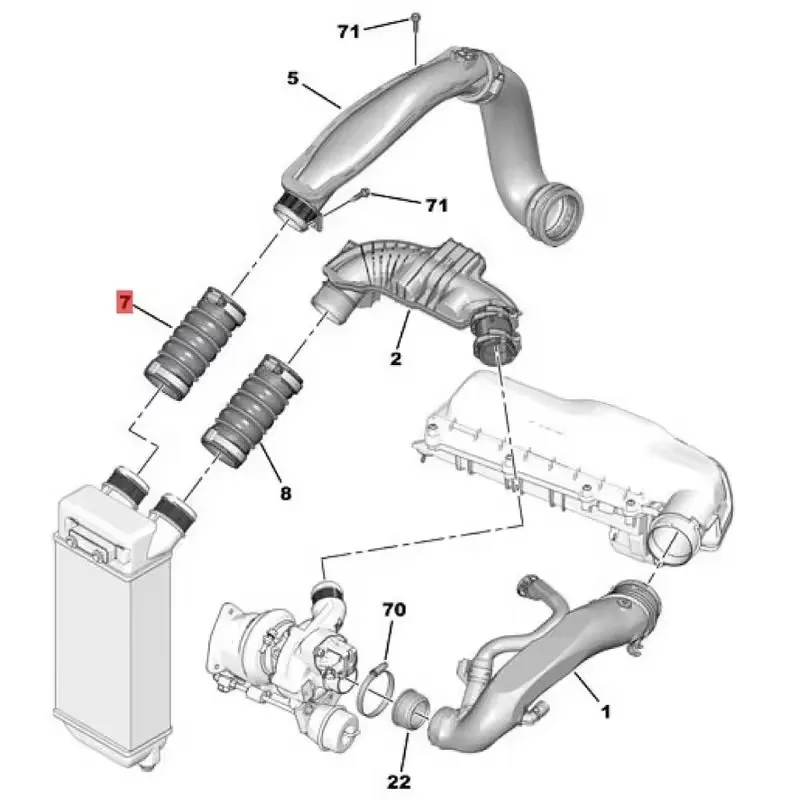 1PCS Auto Parts Turbocharger Air Intake Hose 1440N4 1440N5 9687511280 for Peugeot 308CC/SW 408 3008 Citroen C4 RCZ 1.6T