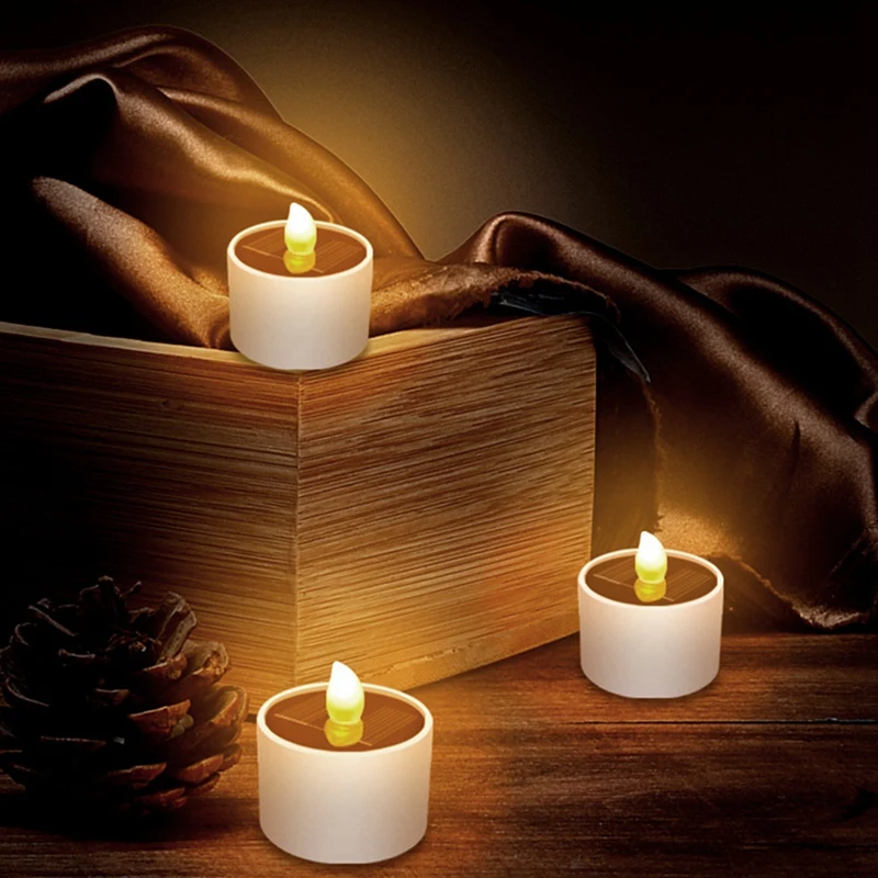 無炎ソーラーキャンドル,6個,LEDライト,耐候性,耐久性,庭,キャンプ用