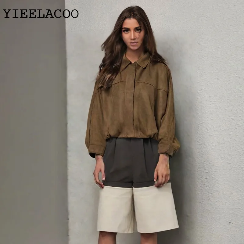 Imitation leather women's Jacket  one-piece spring / autumn coat classics Fashionable, casual, versatile, simple jacket