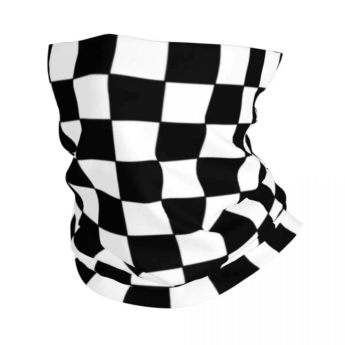 Checkerboard Plaid Bandana Neck Gaiter Windproof Face Scarf Cover Women Men Black and White Plaid Headband Tube Balaclava