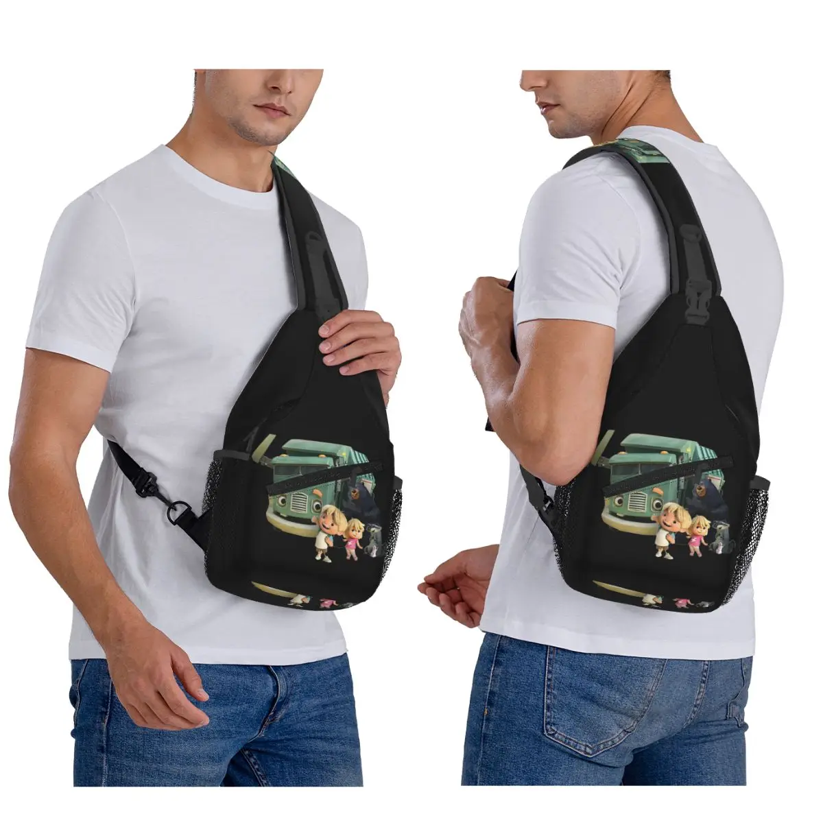 

Trash Truck Netflix Chest Bag Men Sling Crossbody Backpack Chest Bag Travel Hiking Daypack Shoulder Bag