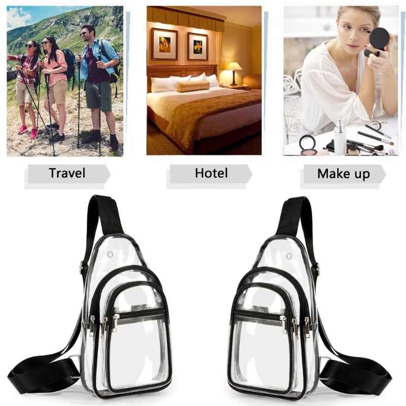 Clear Fanny Packs Crossbody Shoulder Bag for Men Chest Bags Travel PVC