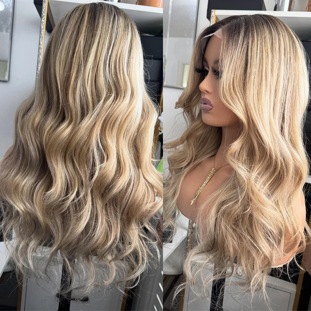

Натуральный синтетический парик золотисто-русого цвета с прядями Natural Highlights, 13x4, с кружевной передней частью, без клея, предварительно выщипанный, термостойкий, из длинных волокон, для женщин