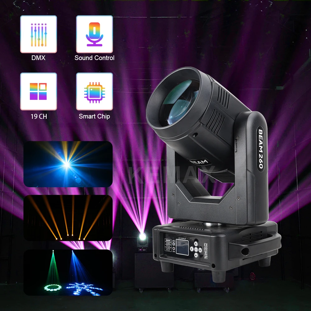 

Moving Head Lights 260W Double Prism Rainbow Effect DJ Light Beam DMX512 Sharpy Lyre Stage Lighting For Event Nightclub Concer