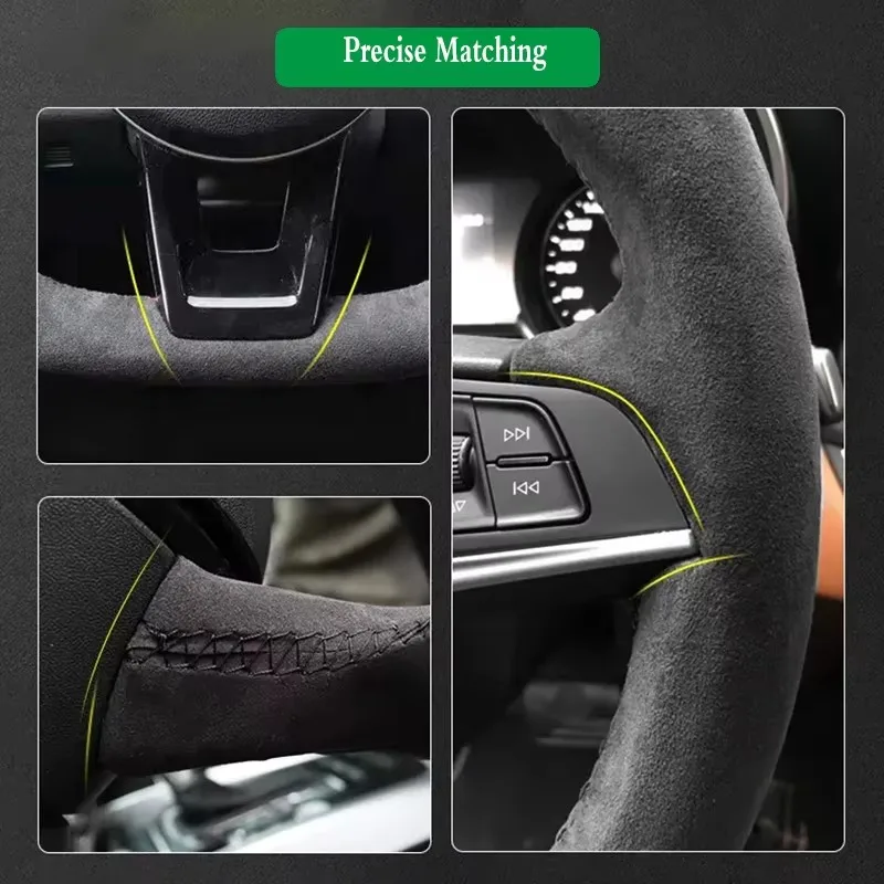 For SEAT Hand Stitched Nappa Leather Universal Car Steering Wheel Cover - Image 3