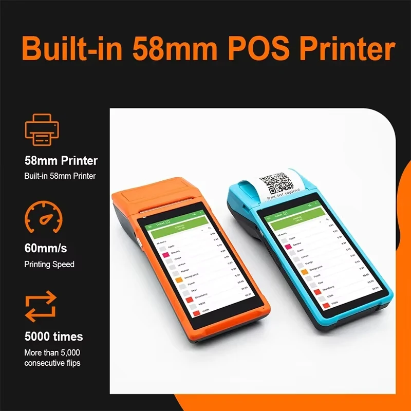 58mm Handheld Android 8.1 PDA Printer Mobile Receipt Bill Smart Thermal Printer HD Touch Screen For Management/Small Business